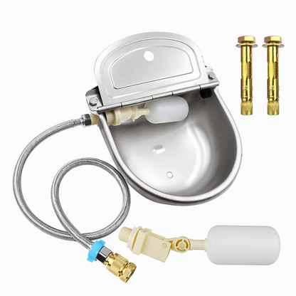 ⏰🐄 Automatic 304 Stainless Steel Drinking Bowl with Float and Drain Hole for Cattle Horses Sheep and Dogs 🤖