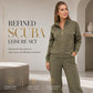 Women's Heavyweight Cotton-Blend Two-Piece Tracksuit Set with Zip-Up and Wide-Leg Pants