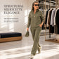 Women's Heavyweight Cotton-Blend Two-Piece Tracksuit Set with Zip-Up and Wide-Leg Pants