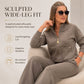 Women's Heavyweight Cotton-Blend Two-Piece Tracksuit Set with Zip-Up and Wide-Leg Pants