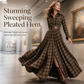 Plus Size Women French Vintage Plaid Dress with Irregular Hem and Slimming Design