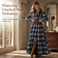 Plus Size Women French Vintage Plaid Dress with Irregular Hem and Slimming Design