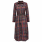 Plus Size Women French Vintage Plaid Dress with Irregular Hem and Slimming Design