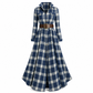 Plus Size Women French Vintage Plaid Dress with Irregular Hem and Slimming Design