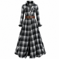 Plus Size Women French Vintage Plaid Dress with Irregular Hem and Slimming Design