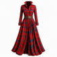 Plus Size Women French Vintage Plaid Dress with Irregular Hem and Slimming Design