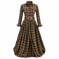 Plus Size Women French Vintage Plaid Dress with Irregular Hem and Slimming Design