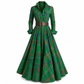 Plus Size Women French Vintage Plaid Dress with Irregular Hem and Slimming Design