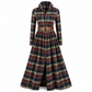 Plus Size Women French Vintage Plaid Dress with Irregular Hem and Slimming Design