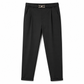 Women's Pleated Tapered Ankle Pants with Metallic Double Ring Accent Belt and Semi Elastic Waistband