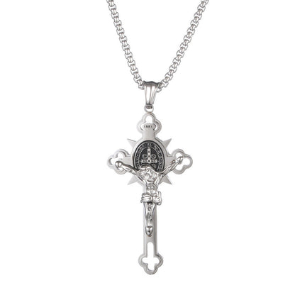 Men's Stainless Steel Vintage Cross Pendant Necklace