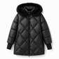 Women's Winter Hooded Cardigan Midi Parka with Knit Sleeves