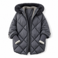 Women's Winter Hooded Cardigan Midi Parka with Knit Sleeves