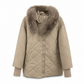 Women's Winter Hooded Cardigan Midi Parka with Knit Sleeves
