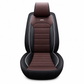 Universal Full Coverage Leather Car Seat Covers All Seasons Cushion Protectors with Color Block Horizontal Stripe Design for 5-Seat Cars