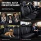 Universal Full Coverage Leather Car Seat Covers All Seasons Cushion Protectors with Color Block Horizontal Stripe Design for 5-Seat Cars