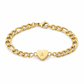 Minimalist Stainless Steel Gold Plated Heart Initial Bracelet for Women