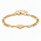 Minimalist Stainless Steel Gold Plated Heart Initial Bracelet for Women