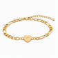 Minimalist Stainless Steel Gold Plated Heart Initial Bracelet for Women
