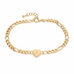 Minimalist Stainless Steel Gold Plated Heart Initial Bracelet for Women
