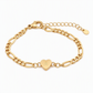 Minimalist Stainless Steel Gold Plated Heart Initial Bracelet for Women