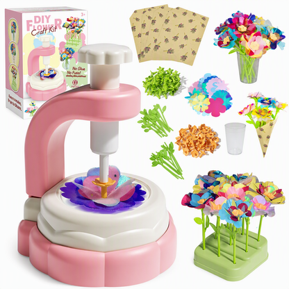 Kids DIY Flower Bouquet Making Kit with Flower Press Machine Arts and Crafts Toy Gift for Girls