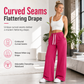 Women High Waisted Wide Leg Sweatpants with Curved Seams and Pockets