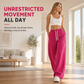 Women High Waisted Wide Leg Sweatpants with Curved Seams and Pockets