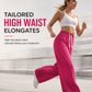 Women High Waisted Wide Leg Sweatpants with Curved Seams and Pockets