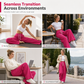 Women High Waisted Wide Leg Sweatpants with Curved Seams and Pockets