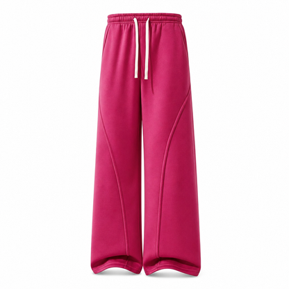 Women High Waisted Wide Leg Sweatpants with Curved Seams and Pockets