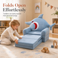 Kids Folding Sofa Bed 3-Tier Cartoon Toddler Lounger Chair with Removable Washable Cover for Napping 120cm Unfolded