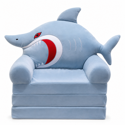 Kids Folding Sofa Bed 3-Tier Cartoon Toddler Lounger Chair with Removable Washable Cover for Napping 120cm Unfolded