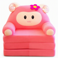 Kids Folding Sofa Bed 3-Tier Cartoon Toddler Lounger Chair with Removable Washable Cover for Napping 120cm Unfolded