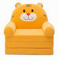Kids Folding Sofa Bed 3-Tier Cartoon Toddler Lounger Chair with Removable Washable Cover for Napping 120cm Unfolded