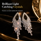 Rhombus Cubic Zirconia Tassel Drop Earrings with Silver Needles Elegant Statement Studs for Women