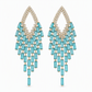 Rhombus Cubic Zirconia Tassel Drop Earrings with Silver Needles Elegant Statement Studs for Women
