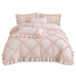 French Princess Style Washed Cotton Bedding Set Simple and Fresh 4-Piece Duvet Cover and Sheet Set for All Seasons