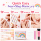Kids Handmade Press On Nails Set 144 Pieces Almond Shape Cartoon False Nail Tips