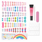Kids Handmade Press On Nails Set 144 Pieces Almond Shape Cartoon False Nail Tips