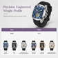 Men's Tonneau Quartz Chronograph Watch with Skeleton Flywheel Dial Moon Phase Calendar and Silicone Strap