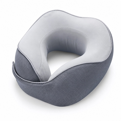 Memory Foam U-Shaped Travel Neck Pillow with Ice Silk Cover and Magnetic Buckle for Portable Neck Support