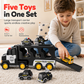 Kids Inertia Toy Carrier Truck Set with 1 Large Storage Transport Vehicle and 6 Small Cars