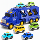 Kids Inertia Toy Carrier Truck Set with 1 Large Storage Transport Vehicle and 6 Small Cars