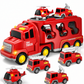 Kids Inertia Toy Carrier Truck Set with 1 Large Storage Transport Vehicle and 6 Small Cars