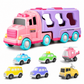 Kids Inertia Toy Carrier Truck Set with 1 Large Storage Transport Vehicle and 6 Small Cars