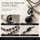 Gothic Dark Crystal Beaded Chain Necklace with Hollow Out Moon Alloy Pendant
