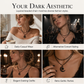 Gothic Dark Crystal Beaded Chain Necklace with Hollow Out Moon Alloy Pendant