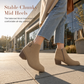 Women's Suede Martin Boots with Slanted Buckle Chunky Mid Heel and Side Zipper Ankle Boots