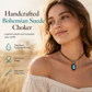 Vintage Bohemian Style Suede Layering Necklace for Women with Dragonfly or Waterdrop Pendant